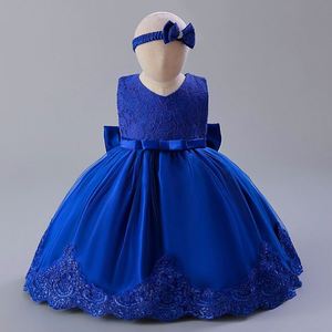 Robe longue pour fille Maxfree de haute qualité, avec nœud et dentelle, robe de soirée, robe d'anniversaire, robe de mariage pour enfants - Product Image 6