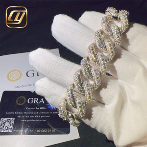 GRA Certificated 18mm 925 Sterling Silver <b>Iced</b> <b>Out</b> VVS Moissanite Diamond Cuban Link <b>Chain</b> Hip Hop Jewelry Bracelet - Product Image 2