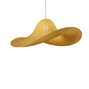 Lampada in vimini a forma di lampada per la casa lampada a sospensione cappello tessuto artigianale <span class=keywords><strong>paralume</strong></span> appeso <span class=keywords><strong>paralume</strong></span> in tessuto per Bar Cafe - Product Image 1