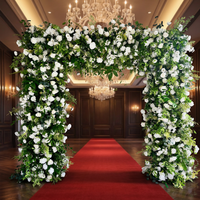 Mur de fleurs artificielles SPR en rouleau blanc avec plantes vertes, toile de fond florale pour mariage et décoration murale de la Saint-Valentin