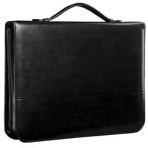 A4 Leather Zipper Portfolio Organizer with Handle , Professional Business Portfolio Folder