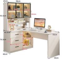 Bureau d'ordinateur en bois durable en forme de L intégré avec étagère et tiroirs assemblés, gain de place, multifonctionnel, pour la maison et le bureau