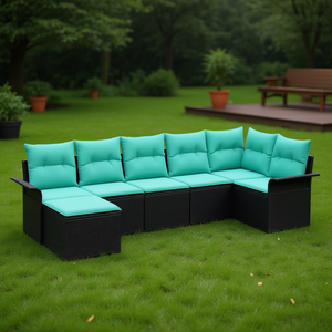 Set Divano da Giardino in Polyrattan Nero con Contenitore, 6 Posti, Arredamento da Esterno dal Design Contemporaneo - Product Image 2