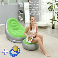 Ensemble de salon gonflable pour camping, multicolore, en PVC floqué, avec repose-pieds, pour intérieur et extérieur