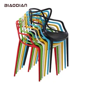 Cadeiras de plástico empilháveis, cadeiras modernas de plástico de polipropileno para sala de jantar e lazer