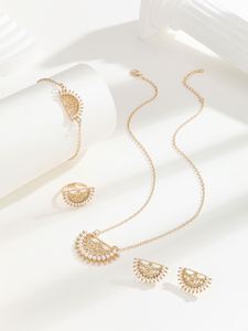 Conjunto de Collar Bohemio de Acero Inoxidable con Baño de Oro y Circonitas para Mujer, Joyería de Moda para Aniversarios, Estilo Dubái - Product Image 3