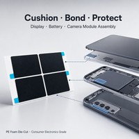Ruban adhésif double face en mousse PE à cellules fermées découpé sur mesure, avec languette de traction noire, pour accessoires électroniques de téléphones portables et écrans LCD