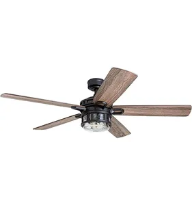 52 Inch Contemporary Indoor LED Ceiling Fan, Dual Finish Blades, Reversible Motor Matte Black, AC/DC motor