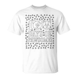 T-shirt promotionnel avec empreintes de pattes d'animaux pour l'activité de coloriage des 100 jours d'école - Product Image 1