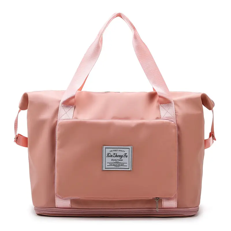 शीर्ष विक्रेता Foldable Bolsa Expandible निविड़ अंधकार गुलाबी Duffel बैग योग कंधे जिम सामान यात्रा बैग