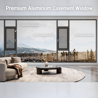 Fenêtre à battant en aluminium à rupture de pont thermique, double vitrage trempé, système d'isolation acoustique pour maison de luxe résidentielle