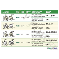 PA001-5.0-2p connecteur de bornier à vis PCB à 2 broches pas de 5.0mm utilisation automobile cuivre nickelé 600A ampli continu max