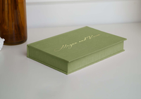 Boîte cadeau personnalisée de luxe en lin, emballage souvenir, boîte de rangement pliable en vert mousse avec ruban