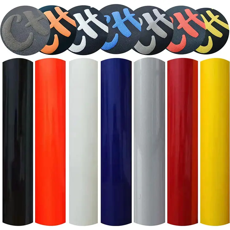 High Density Iron On 3D Puff PVC PU Printable HTV Heat Transfer Vinyl Rolls Designs For T-Shirts