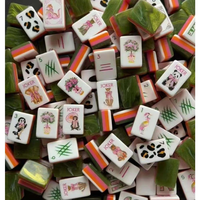 Jeu de Mahjong américain, 160 pièces, en acrylique vert, motifs animaux et floraux mignons, imperméable, jeu de luxe portable, vente en gros