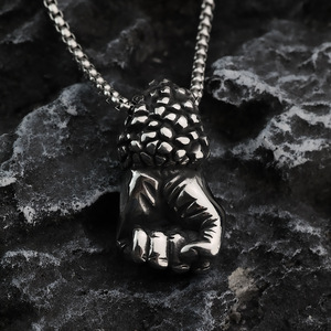 Collar de Acero Inoxidable con Colgante de Puño para Hombre, Estilo Hip Hop, Diseño Geométrico, Joyería de Regalo - Product Image 3