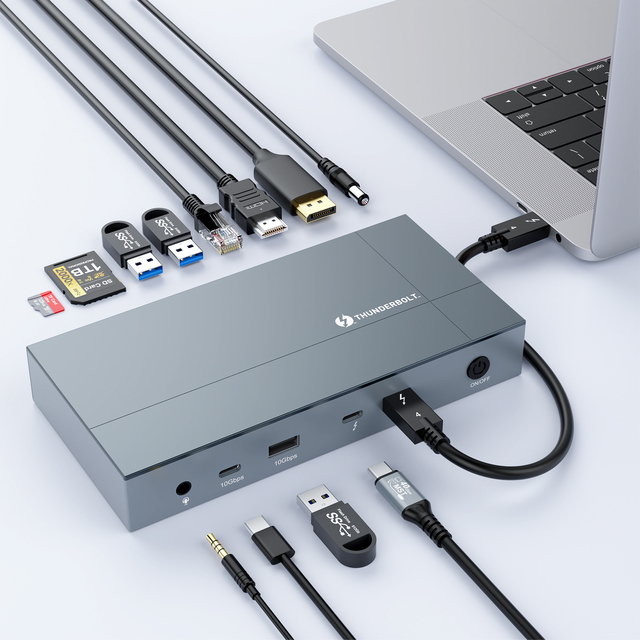 Super Speed Thunderbolt 4 Docking Station 8K30Hz DP HDMI SD TF3.0 Card Reader USB 4.0 40Gbps USB C Hub Thunderbolt 4 Dock