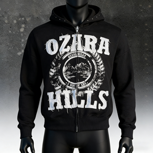 Sudadera con capucha Y2K 2026 para hombre, estilo vintage, con cremallera, parches bordados y pedrería, letras desgastadas, estilo urbano, personalizada - Product Image 1