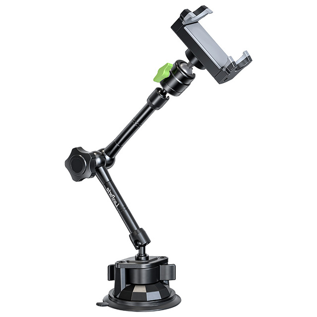 LanParte Aluminum Alloy Magic Arm with Phone Clamp Suction Cup Mount Mobile Phone Holder for Car Navigation and Video Shooting