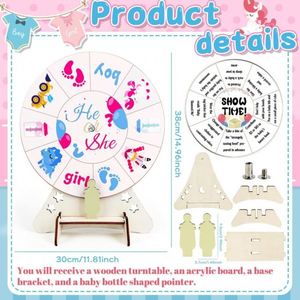 Jeu de fête de révélation du sexe du bébé : Roue de prédiction tournante « Il ou Elle » pour décorations de fête de naissance garçon ou fille - Product Image 2