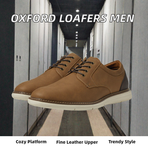 Brown Lace Up Oxford Dress <b>Shoes</b> <b>Men</b> <b>Platform</b> Loafers Closed Toe Casual Office Footwear - Product Image 2
