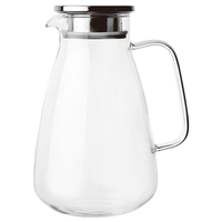 Bouilloire à eau froide en verre borosilicate HYRI, résistante aux hautes températures, compatible lave-vaisselle et micro-ondes, design moderne pour usage domestique