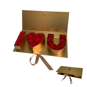 Caja <span class=keywords><strong>de</strong></span> Regalo Rectangular con Papel Dorado y Flores para el Día <span class=keywords><strong>de</strong></span> la <span class=keywords><strong>Madre</strong></span>, con Mensaje <span class=keywords><strong>de</strong></span> <span class=keywords><strong>Amor</strong></span>, Jabón Eterno, Ideal para Bodas - Product Image 2