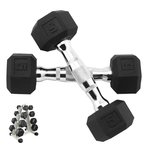 Proiron 5-50lb thể dục thiết bị xây dựng cơ thể lục giác đen chrome cao su tráng quả tạ - Product Image 1