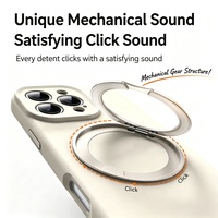 Support magnétique pour téléphone avec anneau et adhésif, en alliage d'aluminium ultra-fin 2,4 mm, béquille invisible à fixation arrière