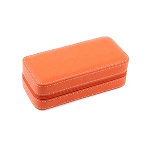 หรูหราBurnt Orangeของแท้หนัง 2 สล็อตผู้หญิงLady Zipperนาฬิกาเดินทางจัดเก็บกรณี - Product Image 2