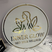 Enseigne personnalisée avec logo d'entreprise, enseigne en acrylique 3D, enseigne ronde pour entreprise, enseigne murale, enseigne de salon, enseigne de réception, enseigne de logo de bureau