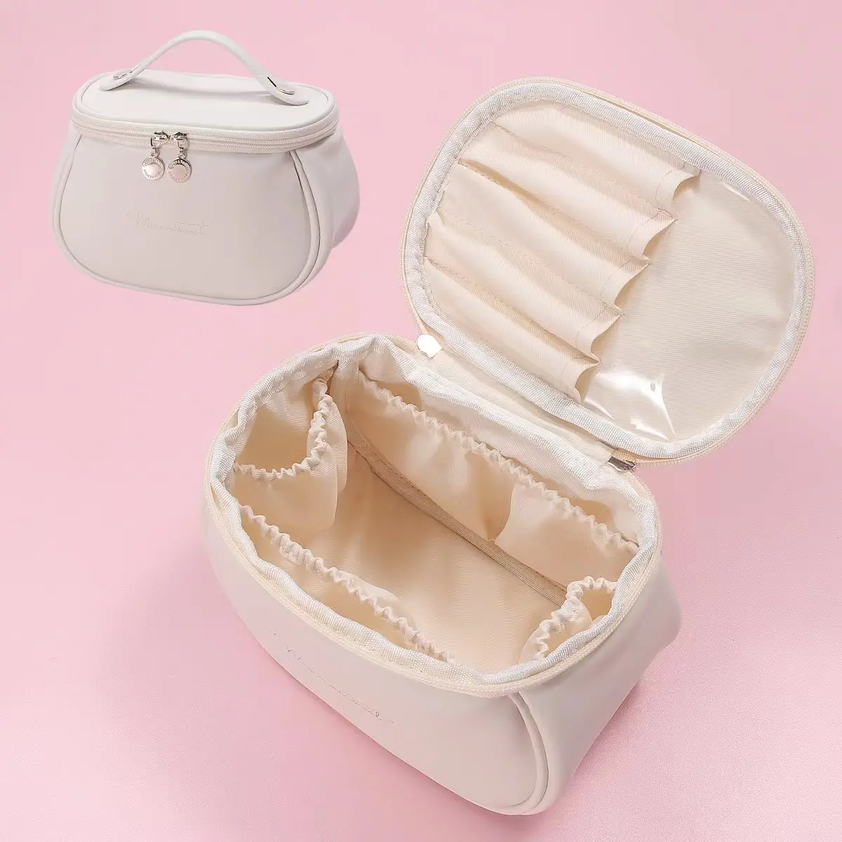 Özel Logo kozmetik çantası taşınabilir PU deri su geçirmez seyahat kozmetik çantası çok fonksiyonlu depolama kozmetik çantası