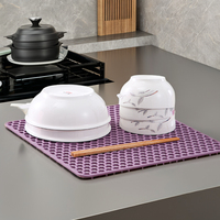 Tampon d'égouttage creux en nid d'abeille en silicone multifonctionnel Tapis de cuisine absorbant résistant à la chaleur Tapis d'égouttage pour plats à café Cuisine domestique