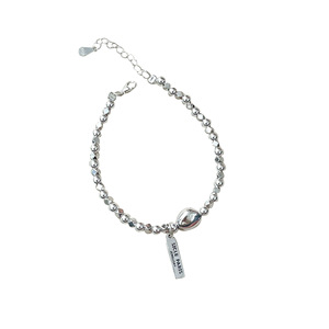 <b>Silver</b> Ruitai S925 Sterling <b>Silver</b> <b>Beaded</b> Letter Tag Bracelet Women's Everyday Wear Fine Charm Jewelry - Product Image 5