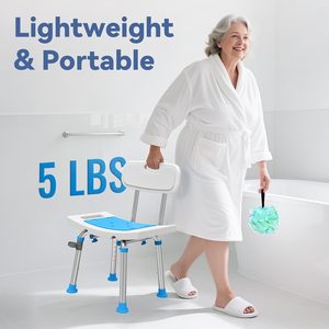 Ajustable en altura y 360 grados ° Taburete Giratorio para Bañera Especialmente Diseñado para Personas Mayores. El marco es pequeño (en azul) - Product Image 5