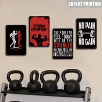Letrero Metálico Plano para Gimnasio, Impresión 2D, Decoración de Pared con Silueta Motivacional para Entrenamiento, para el Hogar, Gimnasio, Garaje, Sala de Entrenamiento