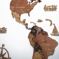 Carte du monde 3D en bois massif Carte du monde Puzzle Décoration murale Accessoires muraux Stickers muraux