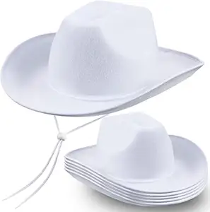 Ayarlanabilir ipli kovboy şapkası s beyaz batı düz kovboy şapkası s Texan kovboy şapkası