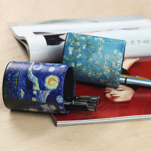 Porte-stylos personnalisé à motif ciel étoilé/boîte à stylos en cuir PU, seau de rangement professionnel pour pinceaux, rangement de bureau pour l'étude - Product Image 3