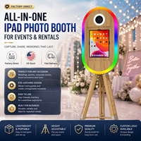 Duurzame ovale iPad fotohokje behuizing met houtnerf, 10,2-13 inch DSLR standaard kiosk met flightcase voor evenementenfotografie verhuur