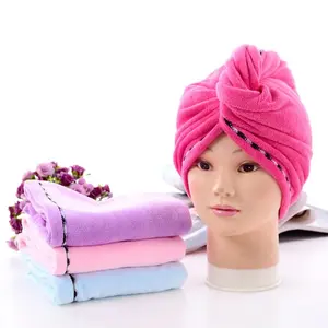 Topi pengering rambut serat mikro, polos ajaib cepat kering handuk tebal topi rambut kering serat mikro pembungkus mandi sangat menyerap