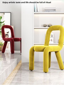 <span class=keywords><strong>Chaise</strong></span> de salle à manger en métal de <span class=keywords><strong>style</strong></span> <span class=keywords><strong>nordique</strong></span> avec revêtement en laine cachemire, fonction mobile, design minimaliste pour bureau et chambre - Product Image 2