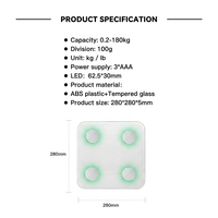 Balance électronique intelligente personnalisée à sept couleurs lumineuses, capacité 180 kg, application pour IMC et TMB, en ABS et verre trempé