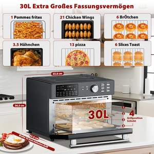 Friteuse à <span class=keywords><strong>air</strong></span> numérique 18 en 1 <span class=keywords><strong>de</strong></span> 1800 watts four grille-pain combiné 32Qt déshydrateur <span class=keywords><strong>de</strong></span> rôtissoire à convection cuisson au gril 90 °-450 °F Temp ménage - Product Image 4