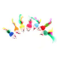 Mini souris en polaire douce et mignonne pour chat, jouets de formation amusants avec plumes colorées pour chats