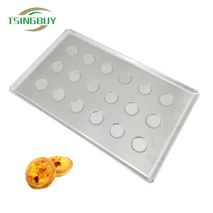 Molde de aluminio perforado de calibre grueso para tartaletas de huevo, 18 cavidades, base para tartas, bandeja para hornear postres - Product Image 1