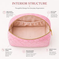 Sacs à cosmétiques Saloveybags Honored Fleece à fermeture ouverte, couleur unie, absorbant l'humidité, grand format, taille unique, trousse de maquillage pratique