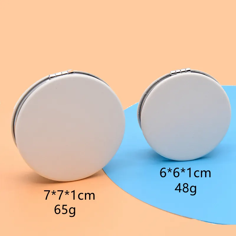 Custom Folding Pu Leders piegel Tragbare Vergrößerung Doppelseiten Weiß Mini Pocket Compact Makeup Mirror