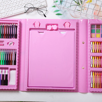 Arc-en-ciel filles enfants Art ensemble de pinceaux 208 pièces en plastique de haute qualité pour dessin et peinture crayon fournitures de papeterie