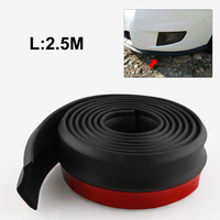 2 "X 2.5M Hitam PU Depan Bumper Bibir Splitter Tubuh Spoiler Rok Karet Pelindung